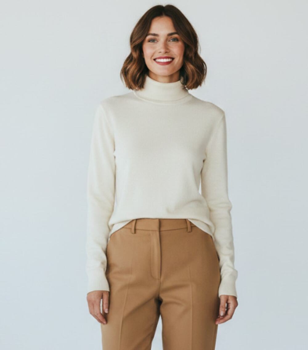 TALBOTS WOMENS SIZE LARGE PETITE FINE KNIT TURTLENECK SWEATER CREAM NEW
